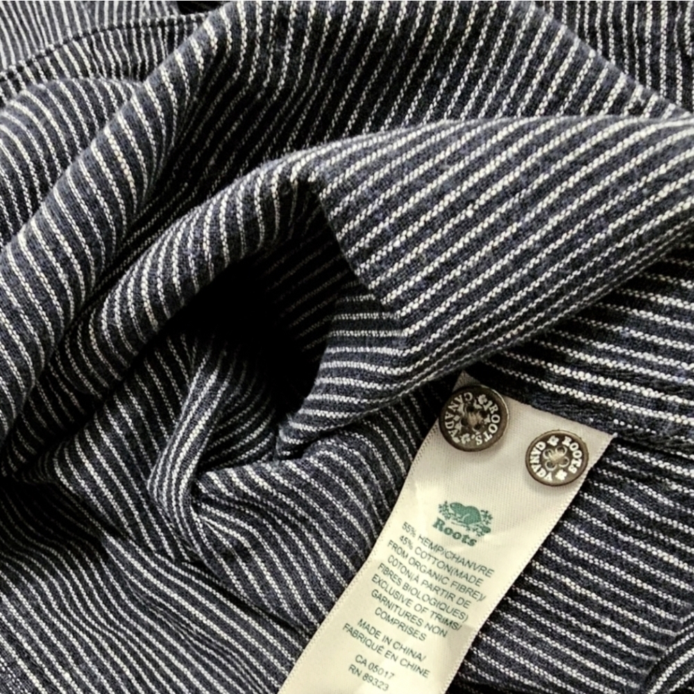 🇨🇦 Roots Navy Blue Stripe Hemp Shirt Dress - Picture 15 of 16
